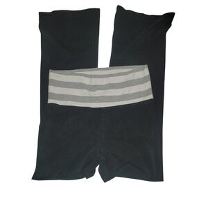 Victoria's Secret Pink Y2K Yoga Pants Grey White Striped Foldover Waist Flare S